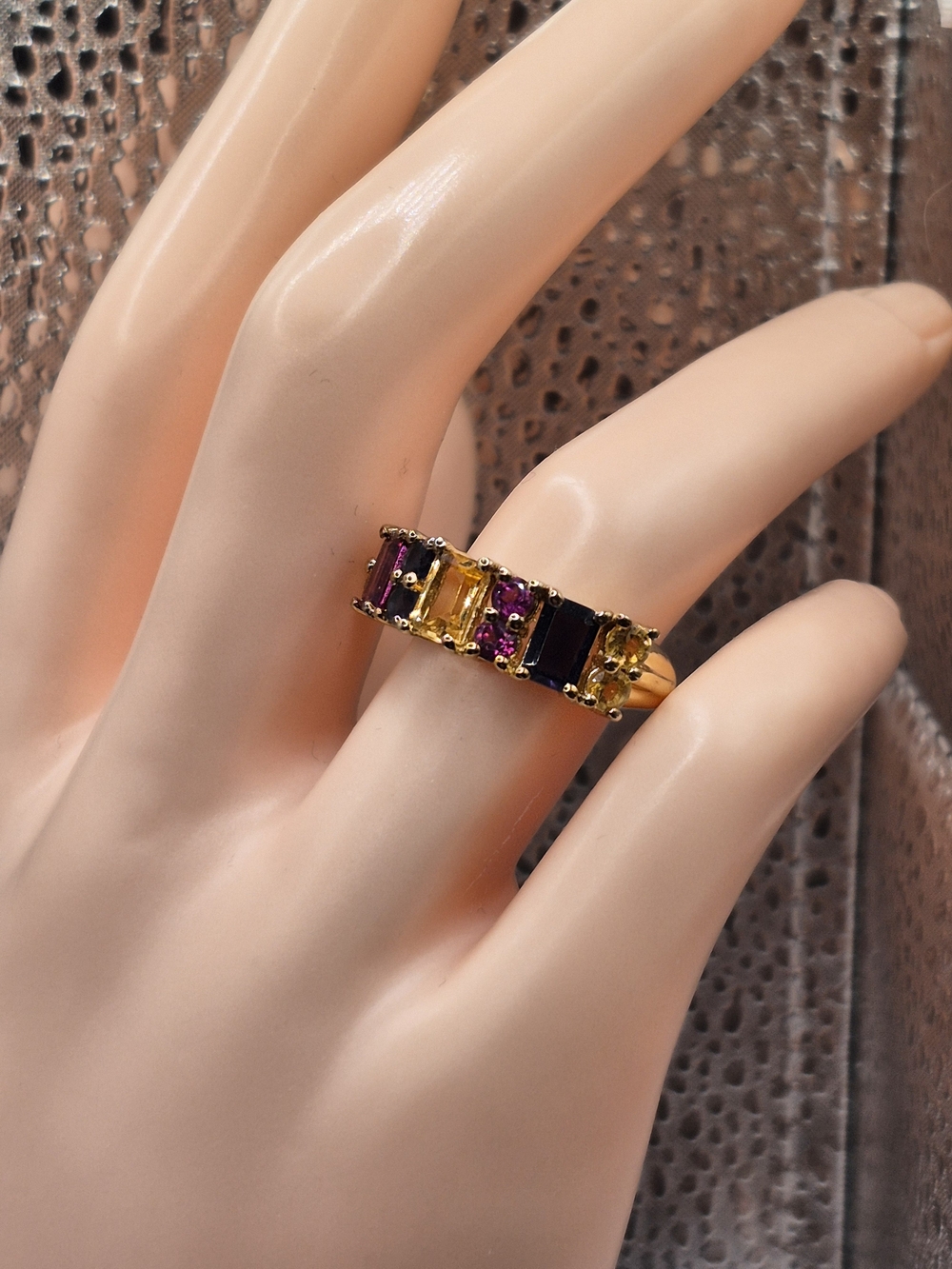 Multi-Gemstone Stackable Ring - Picture 2 of 3